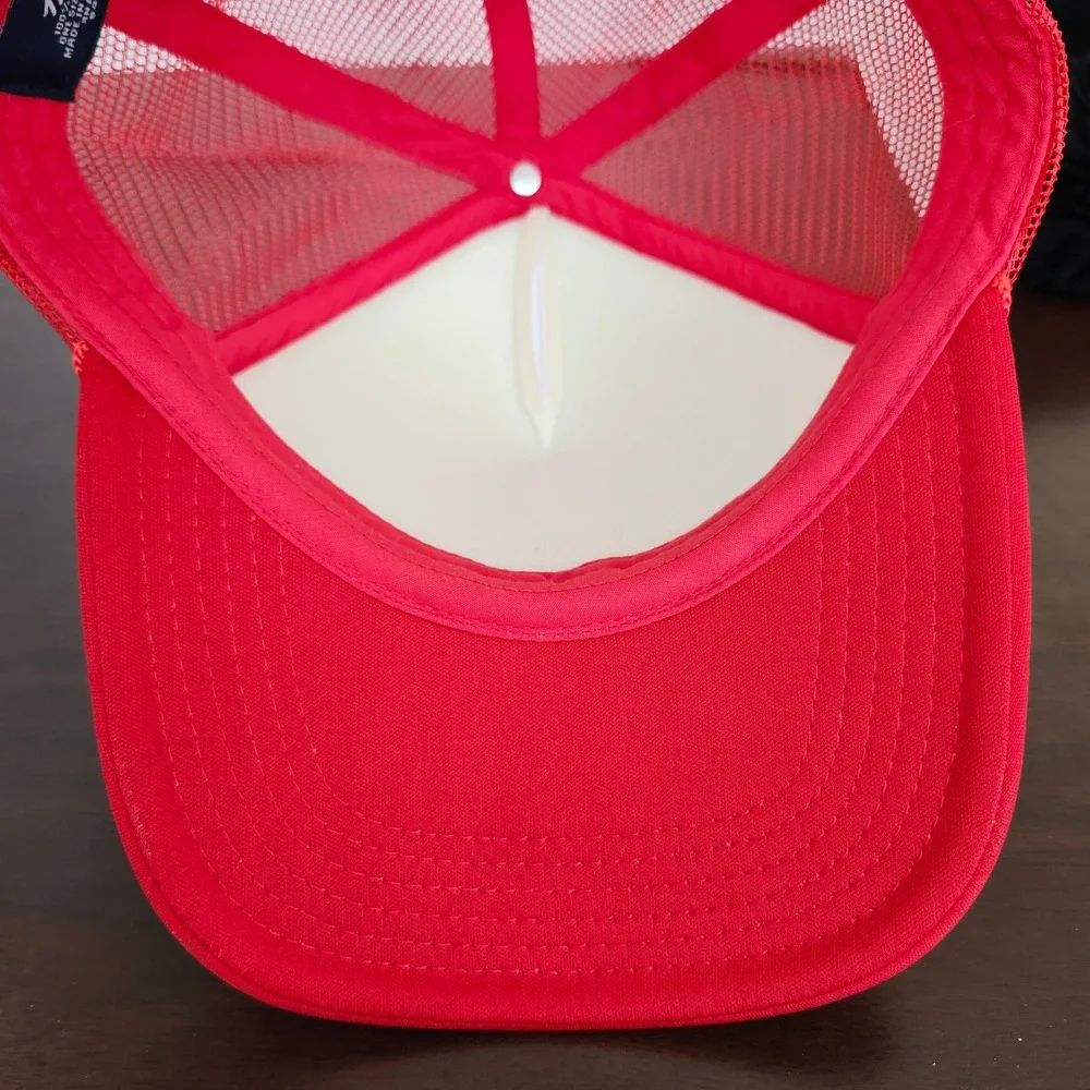 Dirty Monkey Banana Peanut Butter Whiskey Red White Mesh Snapback Trucker Hat